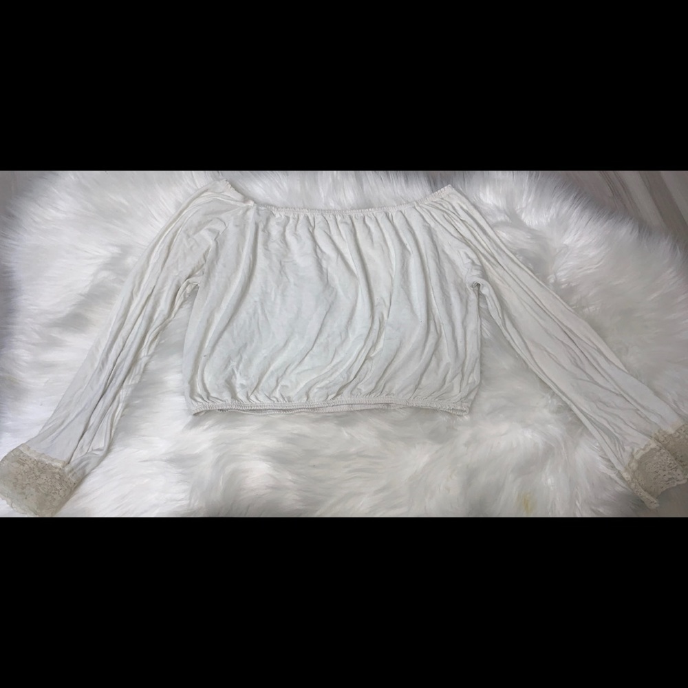 A white long sleeve with lace crop top